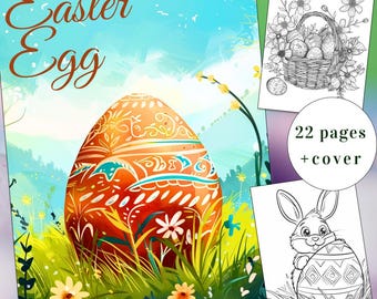 22 Easter Egg Coloring Page, Easter Coloring, Adults + kids- Instant Download, Spring Coloring, Easter Egg Coloring Book, Printable PDF