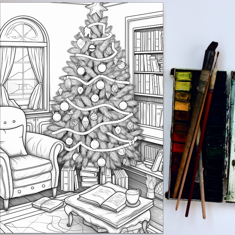 24 Christmas Scene Coloring Page, Fantasy Coloring, New Year Coloring ...