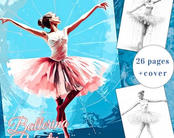 26 Ballerina Beauty Coloring Page, Ballerina Coloring Book,Lady Coloring Book, Adults + kids Instant Download, Dancer Coloring,Printable PDF