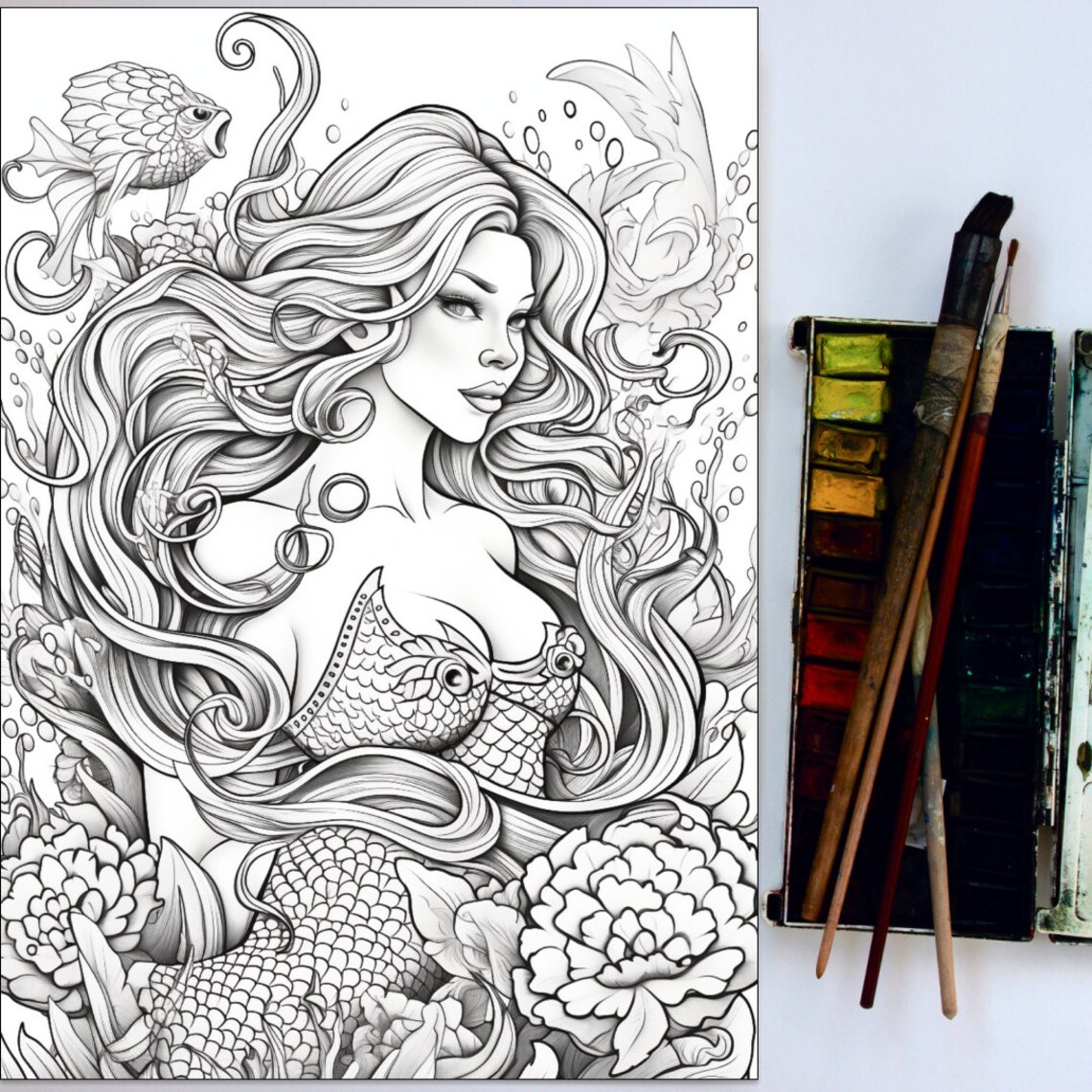 30 Mermaid Coloring Page, Mermaid Coloring Book, Coloring Book, Adults ...