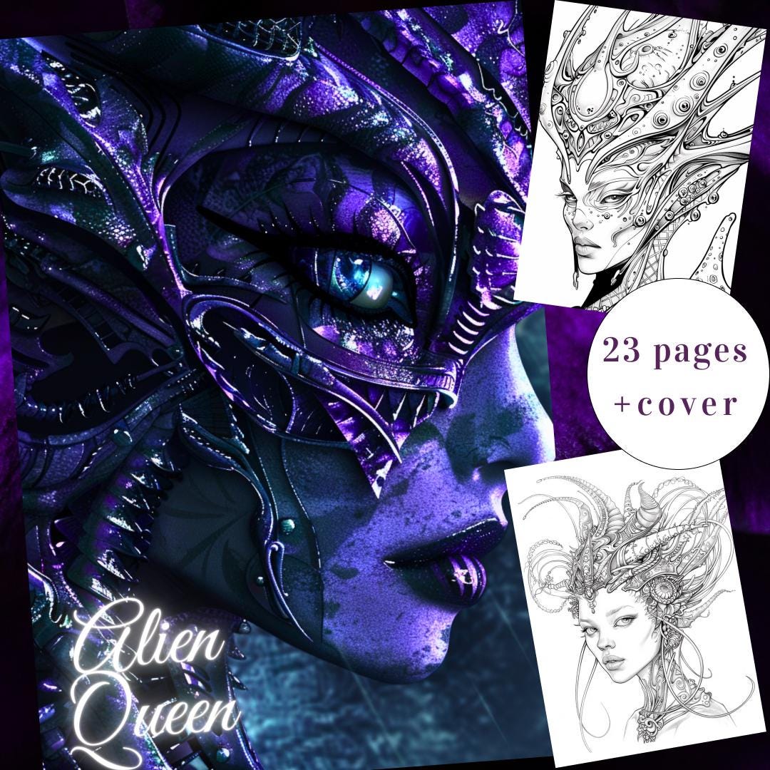 Alien Queen Coloring Book: 23 Fantasy Art Pages (printable PDF) - Etsy