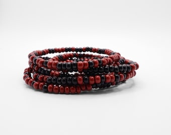 Maroon & Black Game Day Seed Bead Bracelet Stack | Team Spirit Jewelry