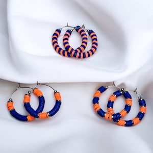 Blue and Orange Game Day Hoop Earrings | Game Day Jewelry | Team Spirit | Game Day Earrings | Gift for Team Mom