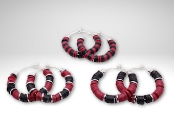 Maroon and Black Game Day Hoop Earrings