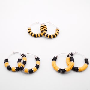 Black and Gold Game Day Hoop Earrings