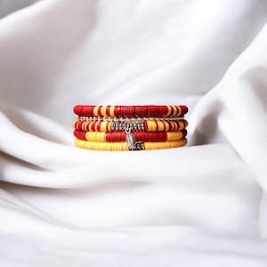 Maroon and Gold Game Day Bracelet Stack | Customizable | Game Day Jewelry | Team Colors