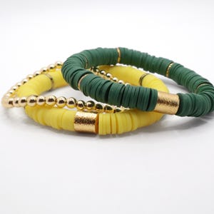 Green and Yellow Game Day Bracelet Stack | Game Day Jewelry