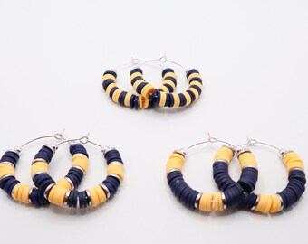 Navy and Gold Game Day Hoop Earrings