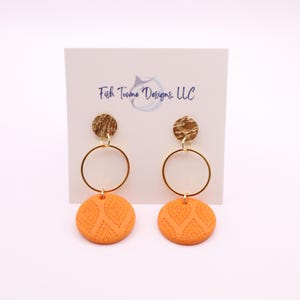 Orange and Gold Polymer Clay Dangles