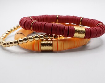 Burgundy and Gold Game Day Bracelet Stack | Game Day Jewelry