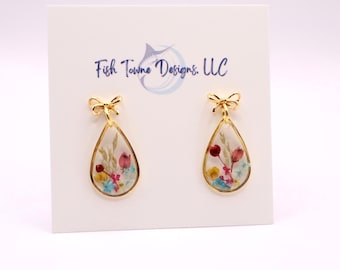 Pendientes de resina con flores prensadas auténticas - Colección True Bloom