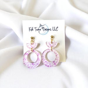 Lavender Floral Acrylic Dangle Earrings | Lightweight Summer Statement Jewelry