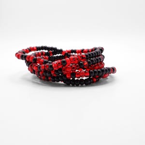 Red & Black Game Day Seed Bead Bracelet Stack | Team Spirit Jewelry