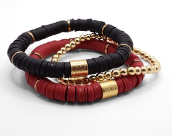 Maroon and Black Game Day Bracelet Stack | Game Day Jewelry
