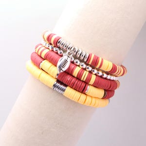 Burgundy and Gold Beaded Bracelet Stack | Game Day Jewelry