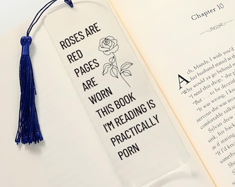Smut Reader Dark Romance Roses Are Red funny bookmark for booktok gift, spicy Romantasy reader book mark gift, bookish gifts
