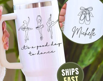 Personalized Ballerina tumbler Ballet 40 oz gift for ballet ballerina gift, dancer tumbler, Dance teacher gift, dancer lover Gift travel mug