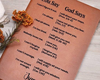Personalized Christian Gift for grandson, godchild, granddaughter, Prayer Journal, Affirmation Journal, Baptism (God Says)