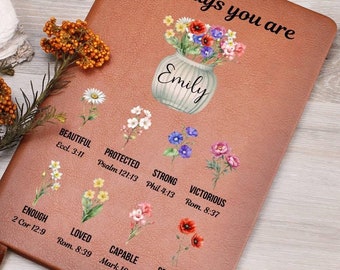 Personalized Prayer Journal For Women, Custom Christian Gift, Positive Affirmations Journal, Religious Christmas Gift for Girls God Says