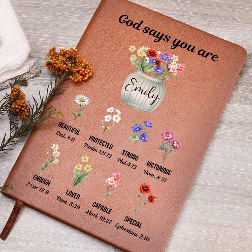 Personalized Prayer Journal For Women, Custom Christian Gift, Positive Affirmations Journal, Religious Christmas Gift for Girls God Says