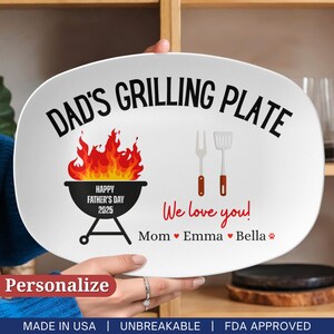 Personalized Grilling Plate Gift For Fathers Day Gift From Grandkids Custom Platter BBQ Grilling Gift Cook Daddys Grilling Serving tray