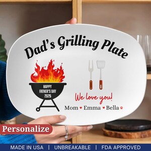 Personalized Grilling Plate Gift For Fathers Day Gift From Daughter Custom Platter BBQ Grilling Gift Cook Daddys Grilling Serving tray