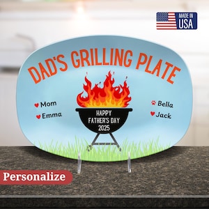 Personalized Grilling Plate Gift For Fathers Day 2025 Gift From Kids Custom Platter BBQ Grilling Gift Cook Daddy&#39;s Grilling Serving tray