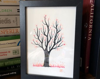 Illustration of a Tree with black wooden frame