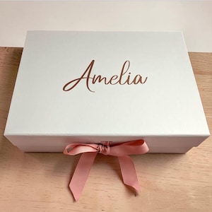Personalised Large A4 Luxury Magnetic Gift Box with Ribbon | White Keepsake Box for Weddings, Birthdays & Gifts | Bridesmaid Proposal Box
