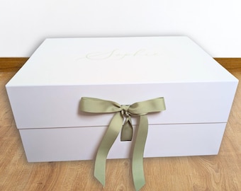 Extra Large Luxury Personalised Gift Box (biggest size) | A3 Magnetic Ribbon Close Gift Boxes | Bridesmaid Proposal Box | Maid of Honour