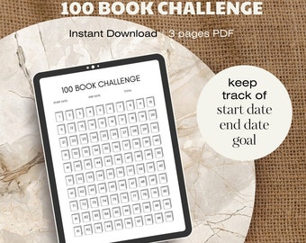 100 Book Challenge | 3 Pages Instant Download