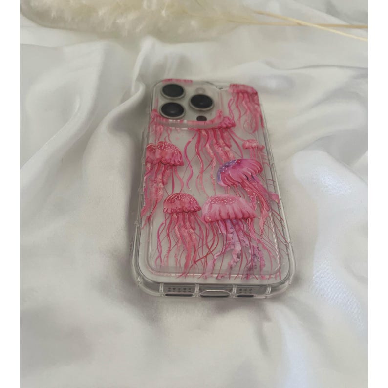 Jellyfish phone case, summer phone case, phone case for iPhone 7, 8, X, XS, XR, 11, 12, 13, 14, Ibiza style phone case, beach phone case image 4