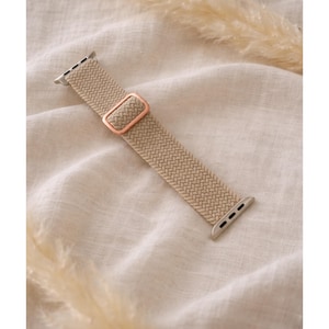 Geflochtenes Armband aus elastischem Nylon, Apple Watch Band für 38mm 40mm 41mm 42mm 44mm 45mm, Apple Watch Band Beige, Apple Watch Armband
