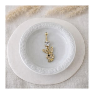 Playbunny Bauchnabelpiercing, Goldner Bauchnabelpiercing, Y2K Bauchnabelpiercing, bellybutton, Bauchnabel Ring, Glitzer Bauchnabelpiercing