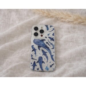 Blaue Aquarell Handyhülle, Handyhülle mit Ozean, Handyhülle für iPhone 11,12,13,14,15,16,17 Niedliche Handyhülle, Kawaii Handyhülle