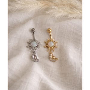Mond Bauchnabelpiercing, Himmlischer Bauchnabelpiercing, Y2K Bauchnabelpiercing, moon bellybutton,Bauchnabel Ring,Glitzer Bauchnabelpiercing