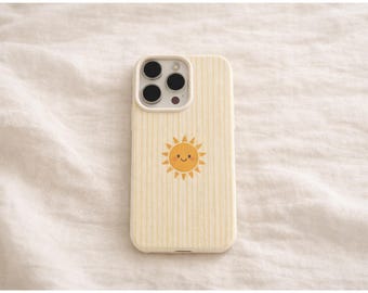 iPhone Case Sonne, cute sun phone case, gelbe Handyhülle, aesthetic sunshine design, kawaii sun cover, minimalist summer vibe, trendy case