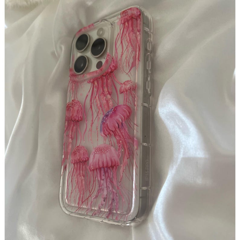 Jellyfish phone case, summer phone case, phone case for iPhone 7, 8, X, XS, XR, 11, 12, 13, 14, Ibiza style phone case, beach phone case image 3