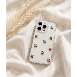 Transparente iPhone Hülle mit Kirschen Motiv, Cherry Phone Case aesthetic, coquette, süßes Frucht Design, Y2K aesthetic,cute cherry pattern