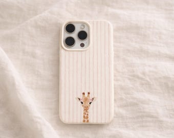 Giraffe Phone Case, Cute Giraffe iPhone Case, Pastel Aesthetic, Soft Girl Style, Trendy Phone Case, Minimalist Design, iPhone Case Stripes