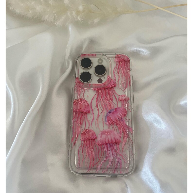Jellyfish phone case, summer phone case, phone case for iPhone 7, 8, X, XS, XR, 11, 12, 13, 14, Ibiza style phone case, beach phone case image 2