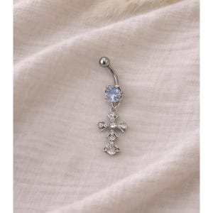 Kreuz Bauchnabelpiercing, Glitzer Bauchnabelpiercing, Y2K Bauchnabelpiercing, cross bellybutton, Bauchnabel Ring,Glitzer Bauchnabelpiercing