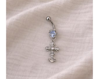 Kreuz Bauchnabelpiercing, Glitzer Bauchnabelpiercing, Y2K Bauchnabelpiercing, cross bellybutton, Bauchnabel Ring,Glitzer Bauchnabelpiercing