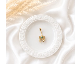 Skorpion Bauchnabelpiercing, Goldner Bauchnabelpiercing, Bauchnabelpiercing,scorpio bellybutton,Glitzer Bauchnabelpiercing,Trend Y2K Schmuck
