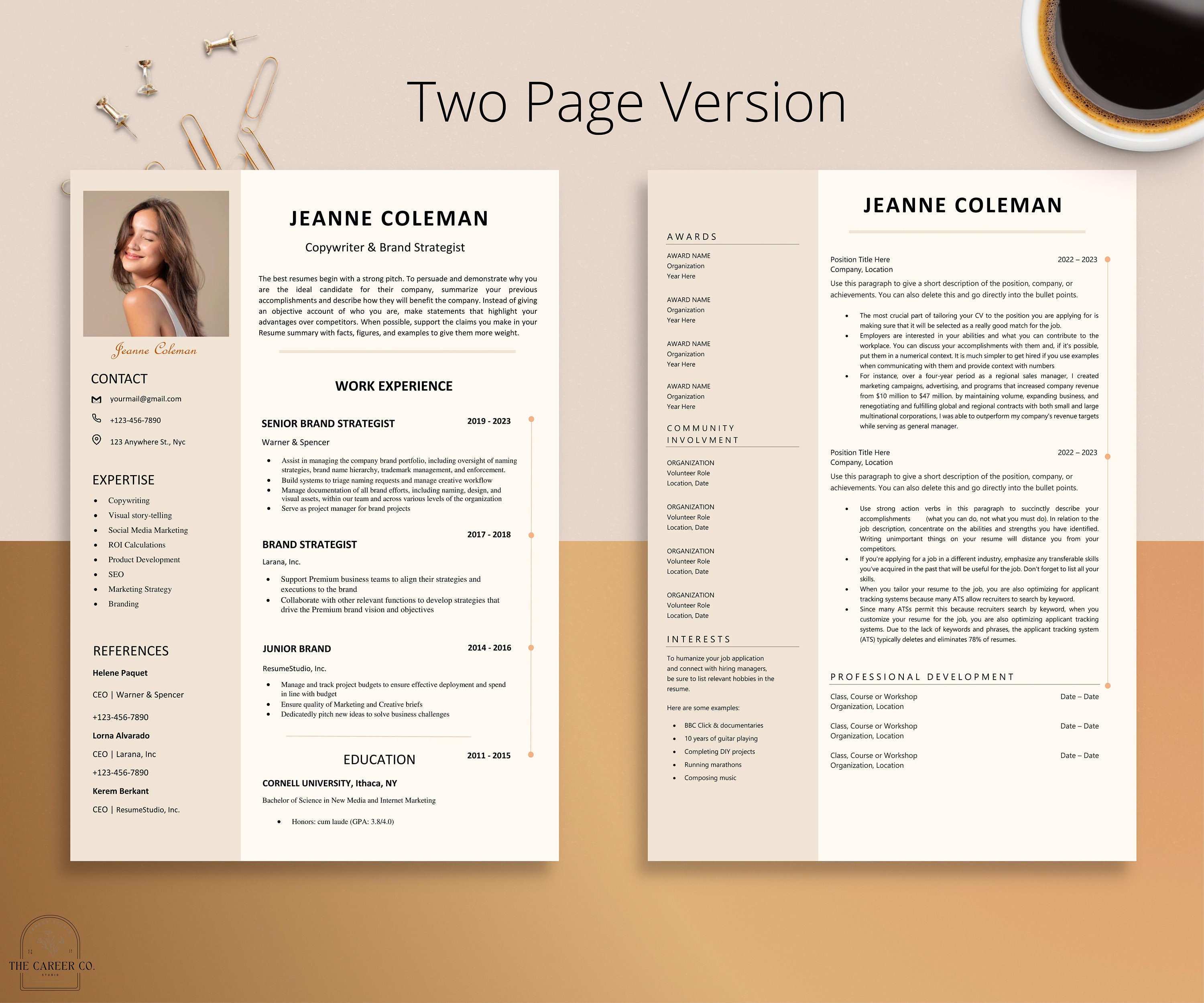 Modèle de CV, CV Word, pages, modèle de CV professionnel, cadre