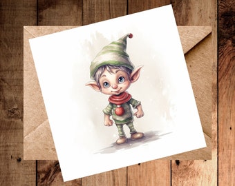 Printable Christmas Card - Elf 01 DIGITAL DOWNLOAD