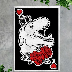 Carta de juego T-Rex King, impresión digital A4