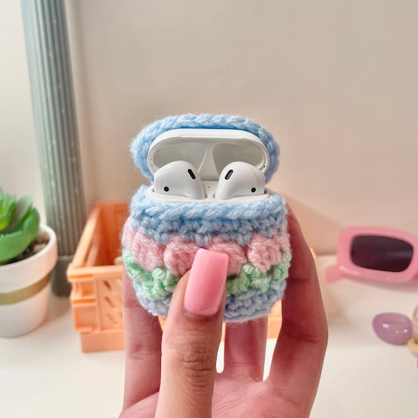 Crochet Airpod Case, Crochet Gift for Her, Handmade Airpod Case, Y2K Aesthetic, Crochet Handmade Gift, Y2K Airpod Case, Aesthetic Crochet