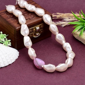 One Strand Extra Large Pearl Necklace | Baroque Choker with Fireball Flameball Pearls | Old Money Style Jewelry
