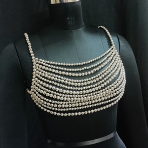 Unique pearl bra body chain pearl vest, Designed Pearl Body Suit pearl necklace suit body jewelry hot Pearl Shoulder Necklace FREE SHIPPING